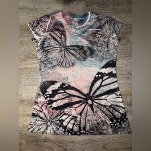 New Mix Y2K butterfly Embellished Top M!